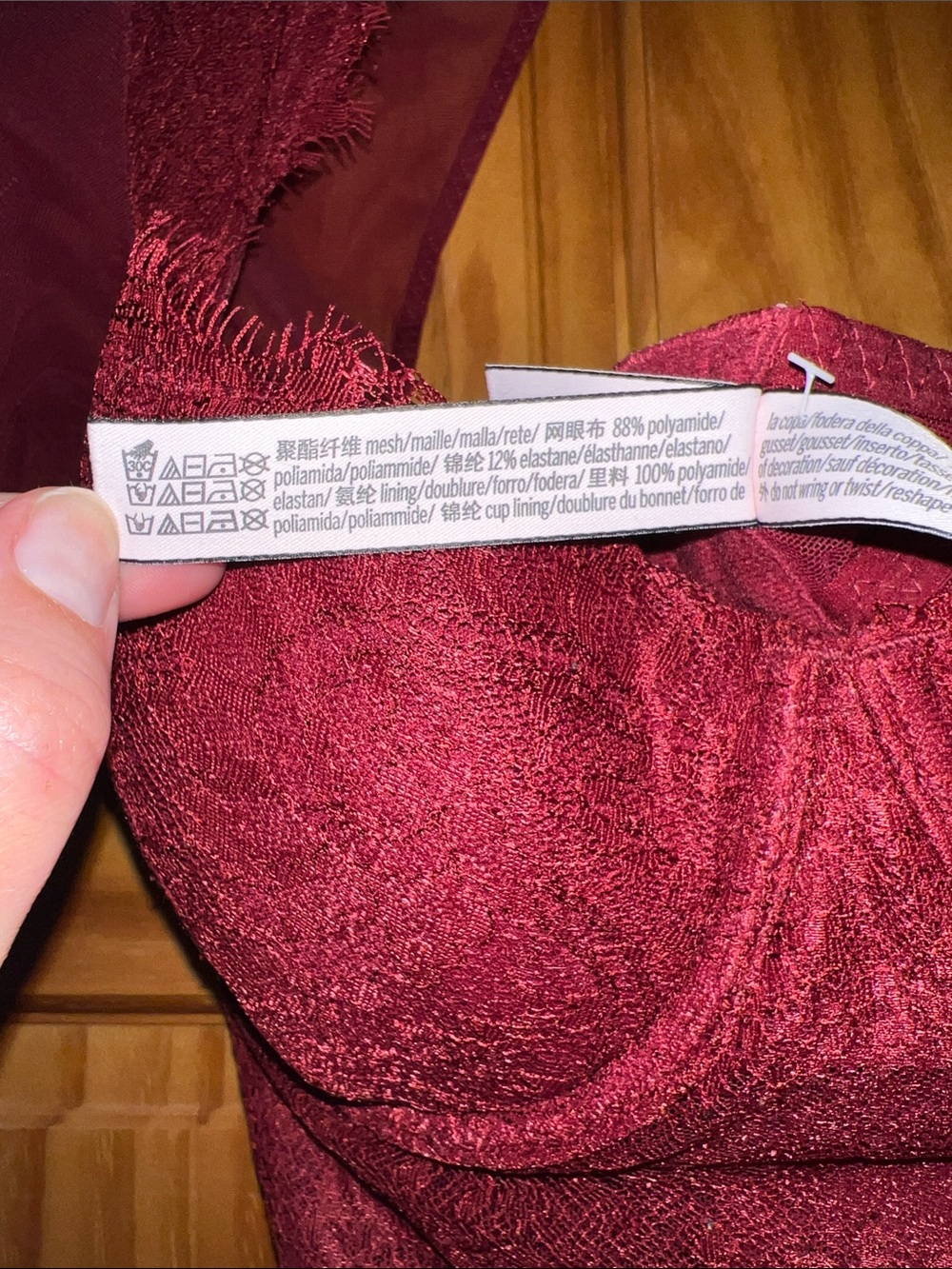 Victoria's Secret Burgundy Lace & Mesh Long Sleeve Bodysuit [36C] - Picture 9 of 11